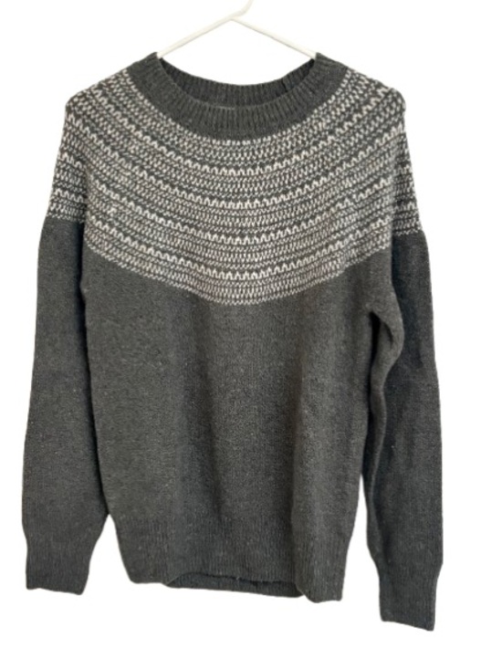 Wind River Sweaters - Women's Wind River Dark Gray Fair Isle Yoke Crewneck Sweater